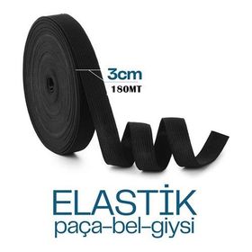 Transformacion 718884 180 m 3 cm Siyah Yassı Bel Paça Giysi Lastiği