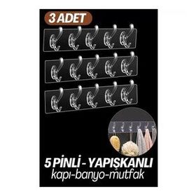 Transformacion 718948 5 Pinli 3'lü Xenoty Design Yapışkanlı Askı