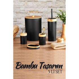 Transformacion 718977 5'li Bambu Design Siyah Banyo Seti