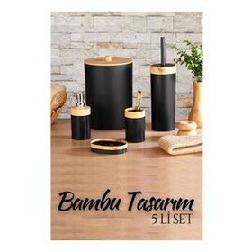 Transformacion 718977 5'li Bambu Design Siyah Banyo Seti