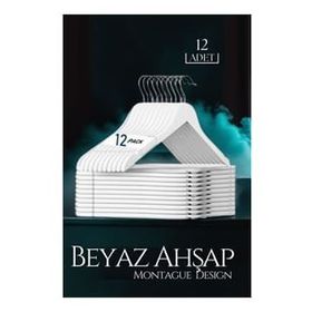 Transformacion 719132 12 Adet Montague Design Beyaz Ahşap Elbise Askısı