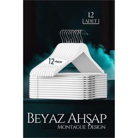 Transformacion 719132 12 Adet Montague Design Beyaz Ahşap Elbise Askısı