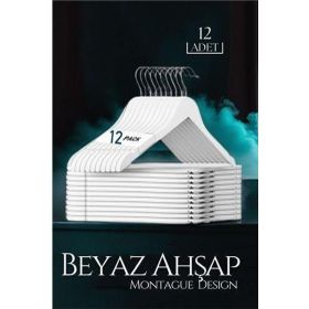 Transformacion 719132 12 Adet Montague Design Beyaz Ahşap Elbise Askısı