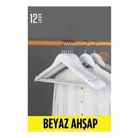 Transformacion 719132 12 Adet Montague Design Beyaz Ahşap Elbise Askısı