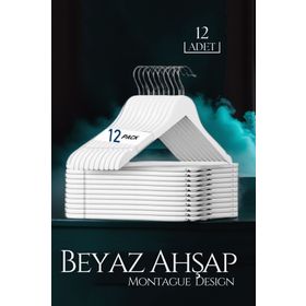 Transformacion 719132 12 Adet Montague Design Beyaz Ahşap Elbise Askısı