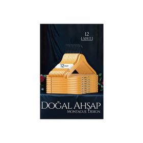 Transformacion 719133 12 Adet Montague Design Natural Ahşap Elbise Askısı