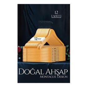 Transformacion 719133 12 Adet Montague Design Natural Ahşap Elbise Askısı
