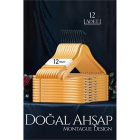 Transformacion 719133 12 Adet Montague Design Natural Ahşap Elbise Askısı