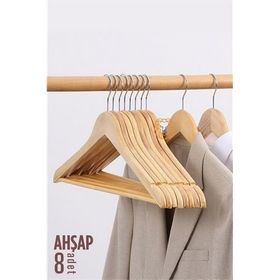 Transformacion 720177 Natural Ahşap 8 Adet Elbise Askısı
