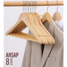 Transformacion 720177 Natural Ahşap 8 Adet Elbise Askısı