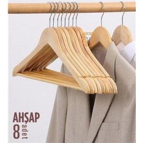 Transformacion 720177 Natural Ahşap 8 Adet Elbise Askısı