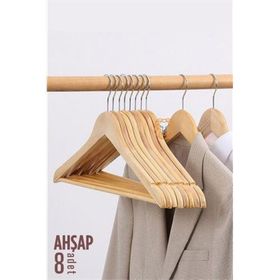 Transformacion 720177 Natural Ahşap 8 Adet Elbise Askısı