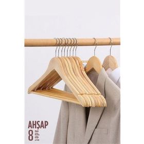 Transformacion 720177 Natural Ahşap 8 Adet Elbise Askısı