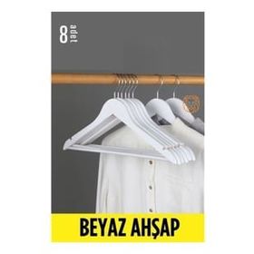 Transformacion 720178 Beyaz Ahşap 8 Adet Elbise Askısı