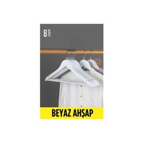Transformacion 720178 Beyaz Ahşap 8 Adet Elbise Askısı