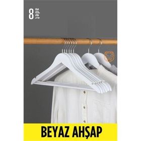 Transformacion 720178 Beyaz Ahşap 8 Adet Elbise Askısı