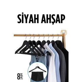 Transformacion 720179 Siyah Ahşap 8 Adet Elbise Askısı