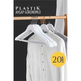 Transformacion 720519 Ahşap Görünüm 20 Adet Beyaz Plastik Askı
