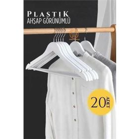 Transformacion 720519 Ahşap Görünüm 20 Adet Beyaz Plastik Askı