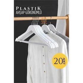 Transformacion 720519 Ahşap Görünüm 20 Adet Beyaz Plastik Askı