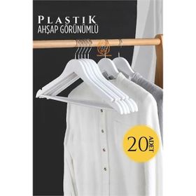 Transformacion 720519 Ahşap Görünüm 20 Adet Beyaz Plastik Askı