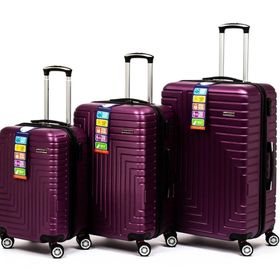 Travel POLO A1004 Abs 3'lü Valiz Seti (Orta+Büyük+Makyaj) Mor