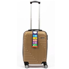 Travel POLO A1004 Abs Makyaj Çantası Orta ve Büyük Boy Gold 3'lü Valiz Seti