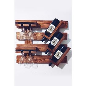 Tree Soul Ahşap Depolama Raf Modern Kahverengi Şaraplık