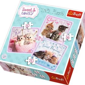 Trefl Sevimli Kedi Yavruları 20+36+50 Parça 3'lü Puzzle
