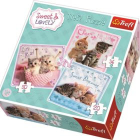 Trefl Sevimli Kedi Yavruları 20+36+50 Parça 3'lü Puzzle