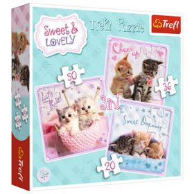 Trefl Sevimli Kedi Yavruları 20+36+50 Parça 3'lü Puzzle