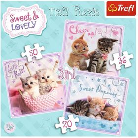 Trefl Sevimli Kedi Yavruları 20+36+50 Parça 3'lü Puzzle