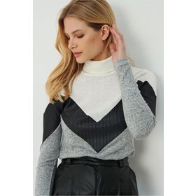 Trend: Alaçatı Stili ALC-016-173-yn Siyah-beyaz Yumoş Garnili Bluz