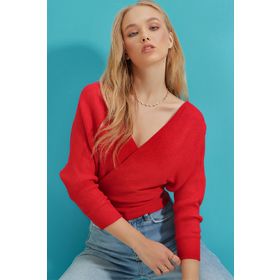 Trend Alaçatı Stili ALC-019-053-BL Kırmızı Kadın Bluz