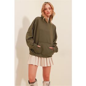 Trend Alaçatı Stili ALC-531-009 Haki Kadın Sweatshirt