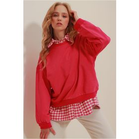 Trend Alaçatı Stili ALC-669-001 Fuşya Kadın Sweatshirt