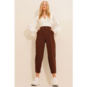 Trend Alaçatı Stili ALC-X11148 Kahve Kadın Pantolon