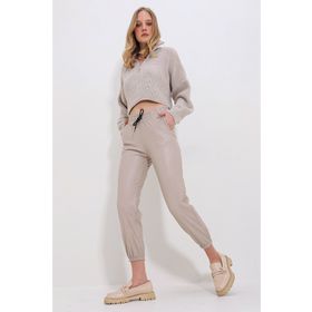 Trend Alaçatı Stili ALC-X7329 Bej Kadın Pantolon