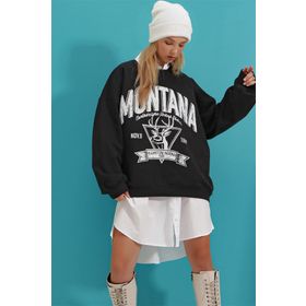 Trend Alaçatı Stili ALC-X7442 Siyah Kadın Sweatshirt