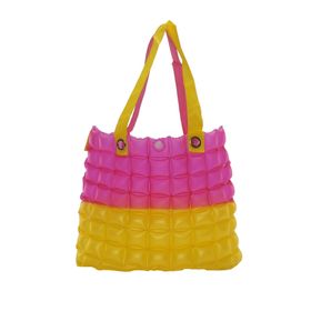 Trend BR06 Sarı Pembe Şişme Kadın Plaj Çantası