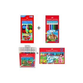 trendbizim Faber Castell 4'lü Boyama Seti 12'li Kuruboya 12'li Suluboya 12'li Pastel Boya 12'li Keçeli Kalem