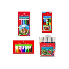 trendbizim Faber Castell 4'lü Boyama Seti 12'li Kuruboya 12'li Suluboya 12'li Pastel Boya 12'li Keçeli Kalem