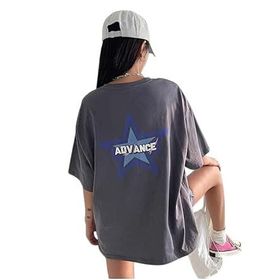 Trendseninle Advance Baskılı Füme Bisiklet Yaka Oversize Kadın T-shirt