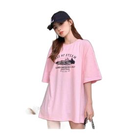 Trendseninle Age Of Steam Baskı Pembe Oversize Kadın T-shirt