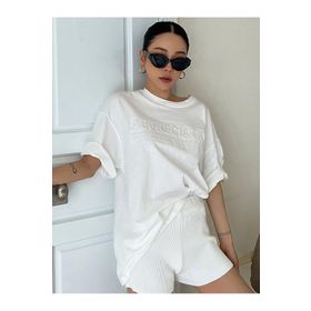 Trendseninle Appreciation Baskılı Beyaz Oversize Kadın T-shirt