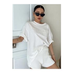Trendseninle Appreciation Baskılı Beyaz Oversize Kadın T-shirt