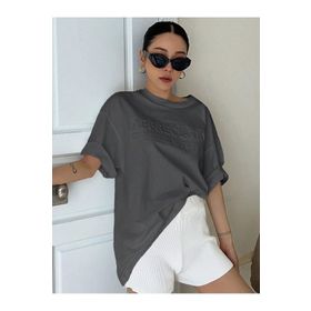 Trendseninle Appreciation Baskılı Füme1 Oversize Kadın T-shirt