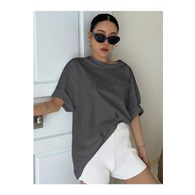 Trendseninle Appreciation Baskılı Füme1 Oversize Kadın T-shirt