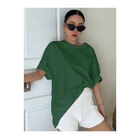 Trendseninle Appreciation Baskılı Nefti Yeşil Oversize Kadın T-shirt