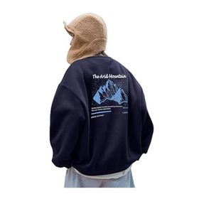 Trendseninle Arid Mountain Baskılı Lacivert Oversize Kadın Sweatshirt